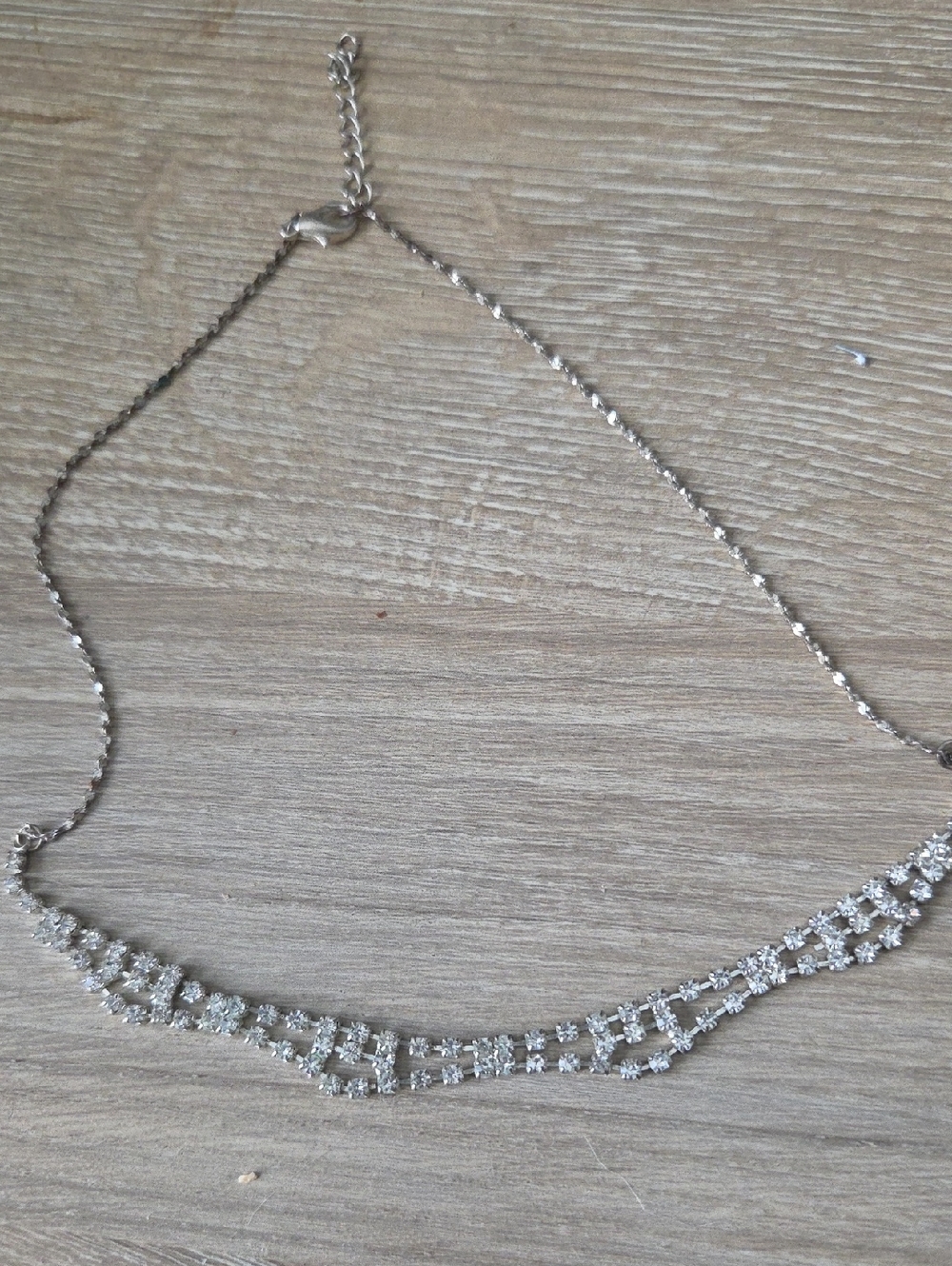 Dainty Silver Crystal Choker Necklace - Sparkling Clear Stones